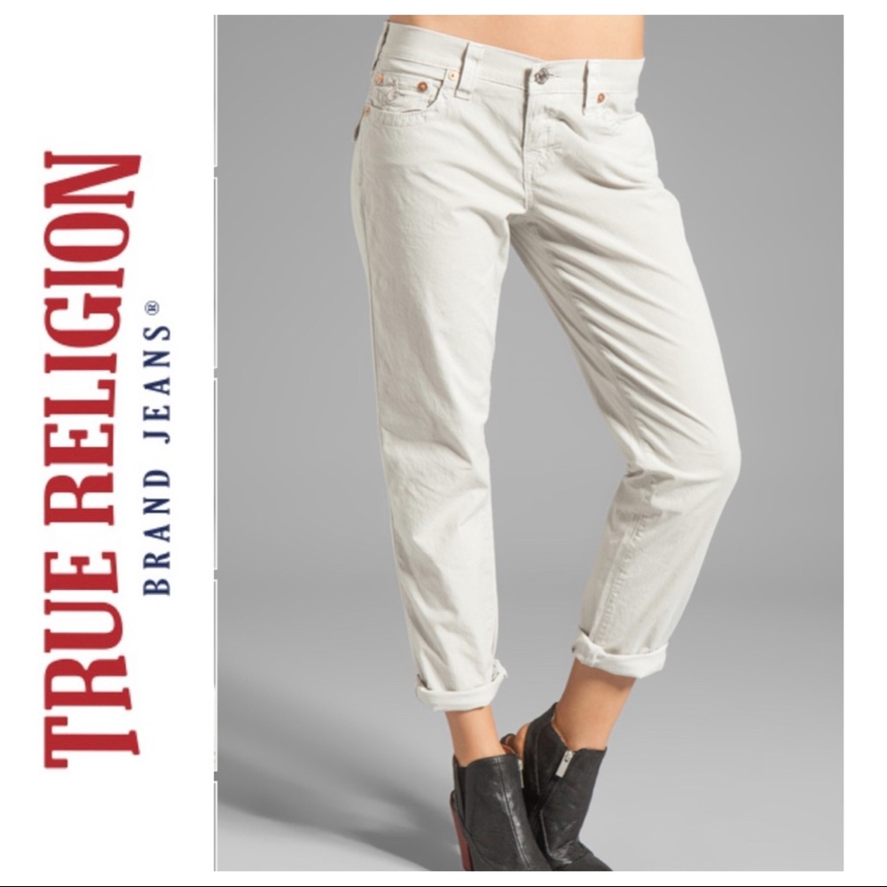 True Religion White Cropped Pants